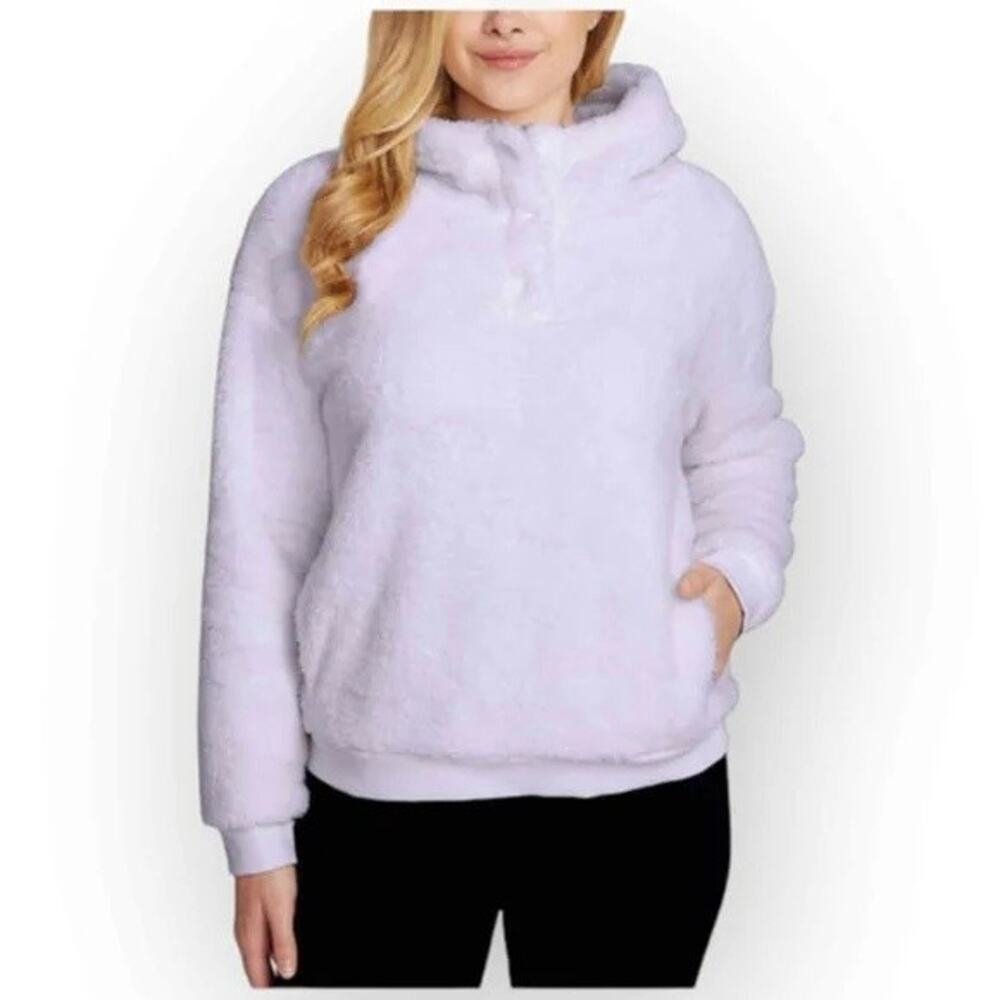 LUKKA LUX Sherpa Fleece Pullover Hoodie, Soft Lavender, Size XS, NWT 1095XS